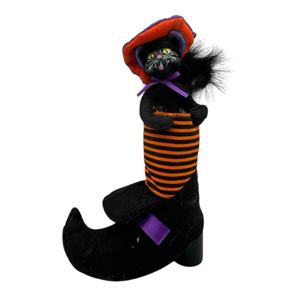 Annalee 75th Anniversary BLACK CAT in Witch's Boot HALLOWEEN 9" High 2010